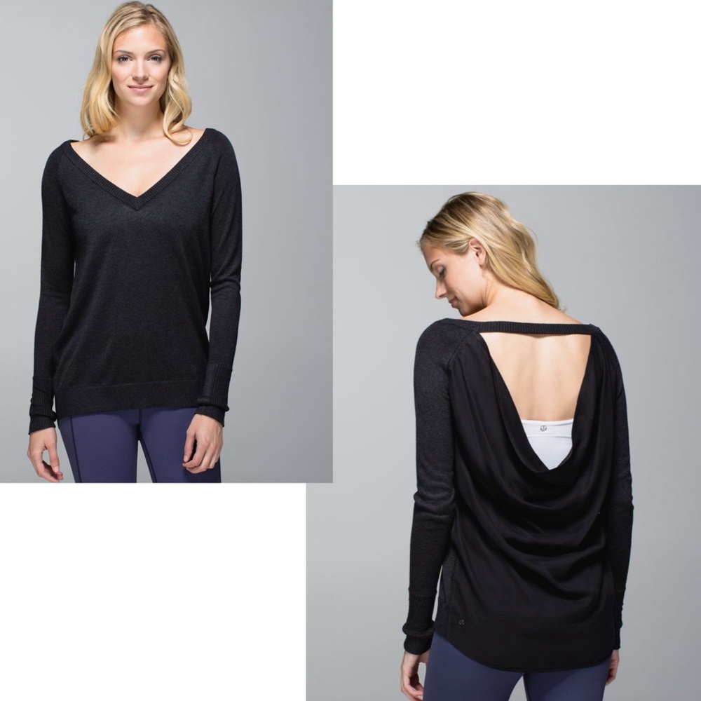 LULULEMON Long Sleeve Draped Back Unity Pullover *Heathered Black/Black